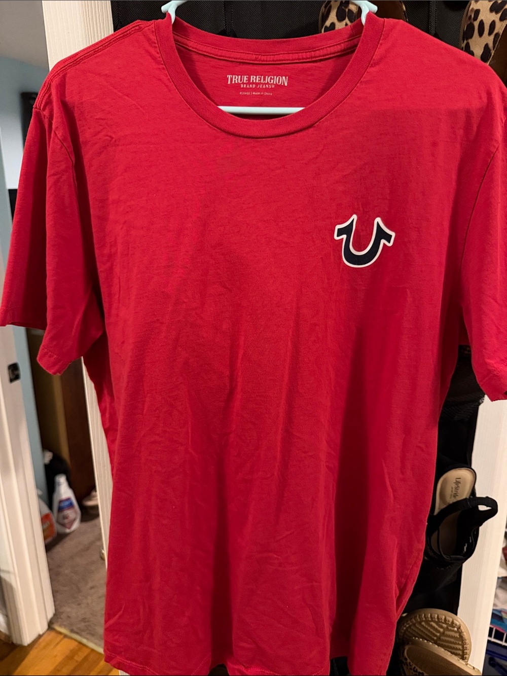 True Religion Red Tee with Buddha Guitar Graphic - Picture 2 of 3